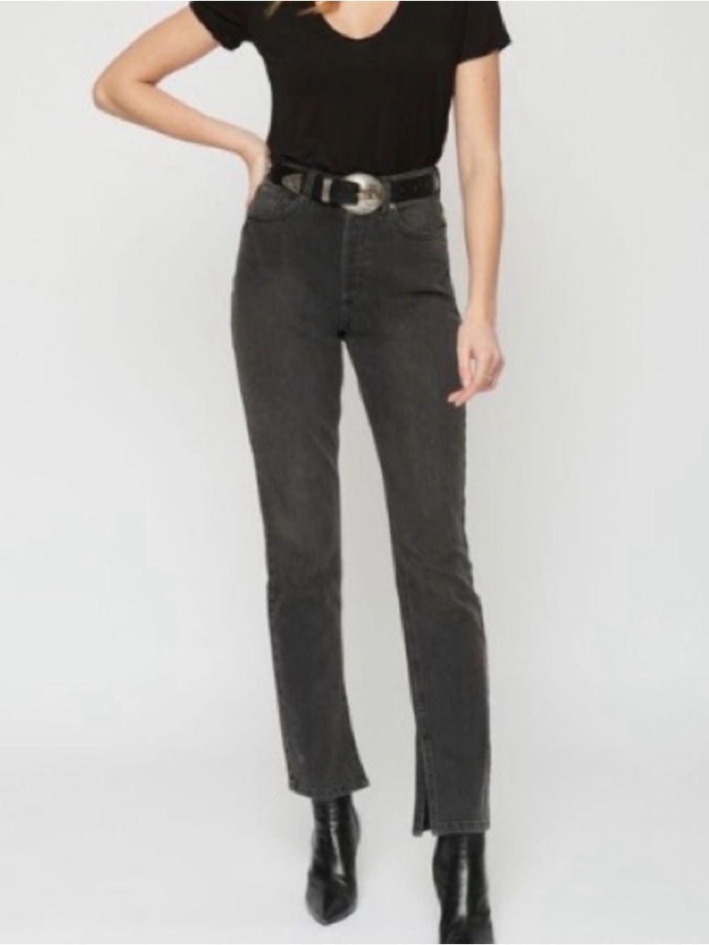 Dynamite ROSIE High-Rise Straight Leg Jeans in Black